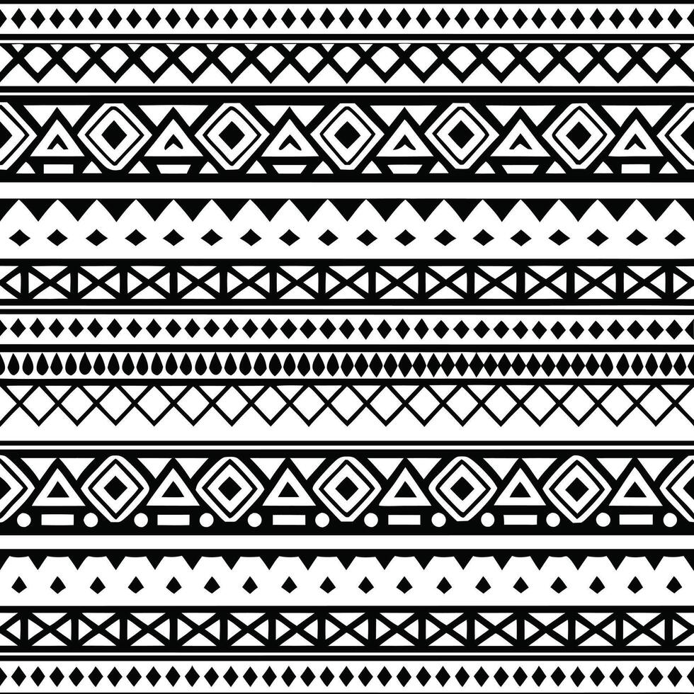 Striped Black and White Geometric Tribal Pattern Seamless Design Textile Fabric Print vector