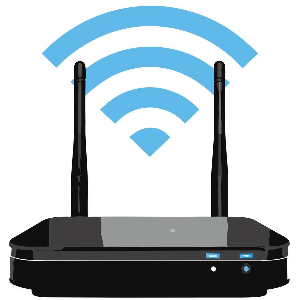 Wireless Network Router with Wifi Signal High Speed Internet Access Point vector