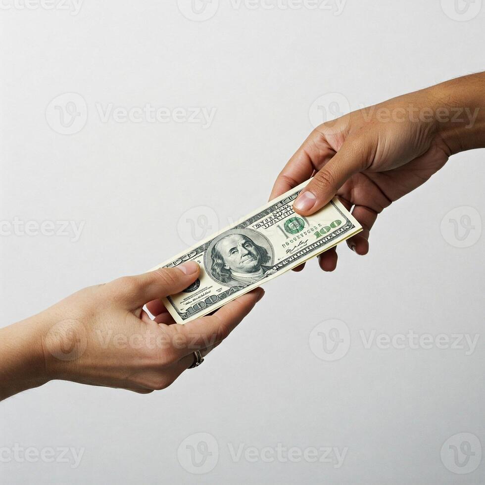 Two hands holding a dollar bill photo