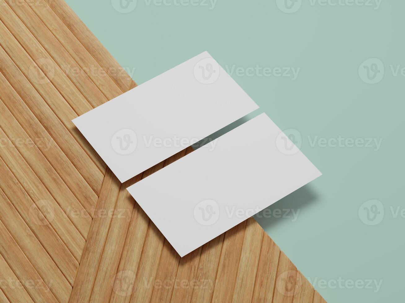 Clean business card mockup positioned on textured wood, great for visualizing branding and identity projects. photo
