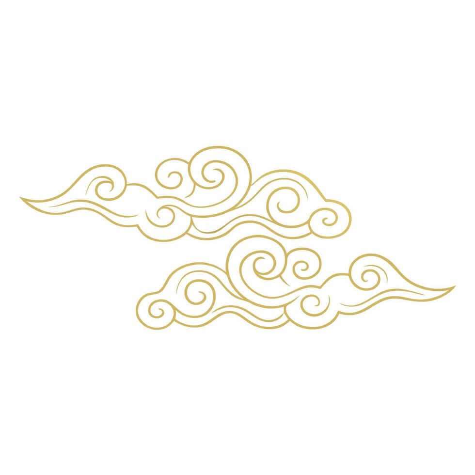 Elegant Golden Chinese Cloud Design Two Swirling Clouds Asian Art Pattern vector