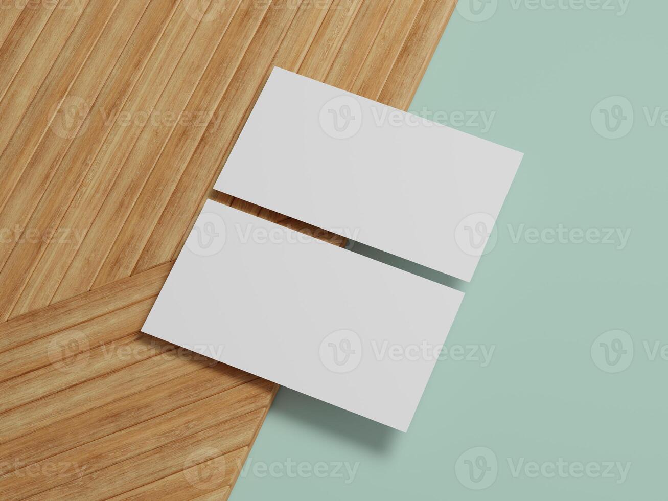 Stylish business card layout on a wooden surface, emphasizing creativity and professionalism for design showcases. photo