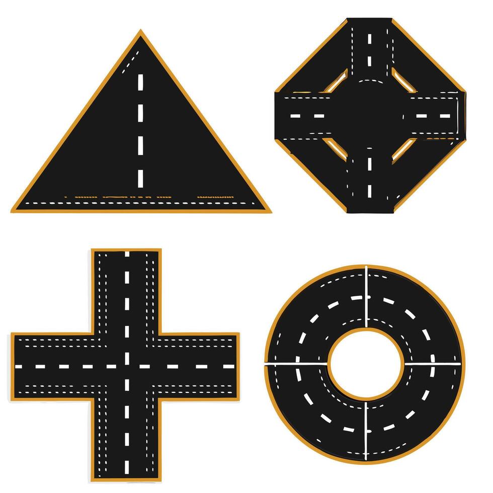 Aerial View of Different Road Junctions and Intersections Designs for City Planning vector