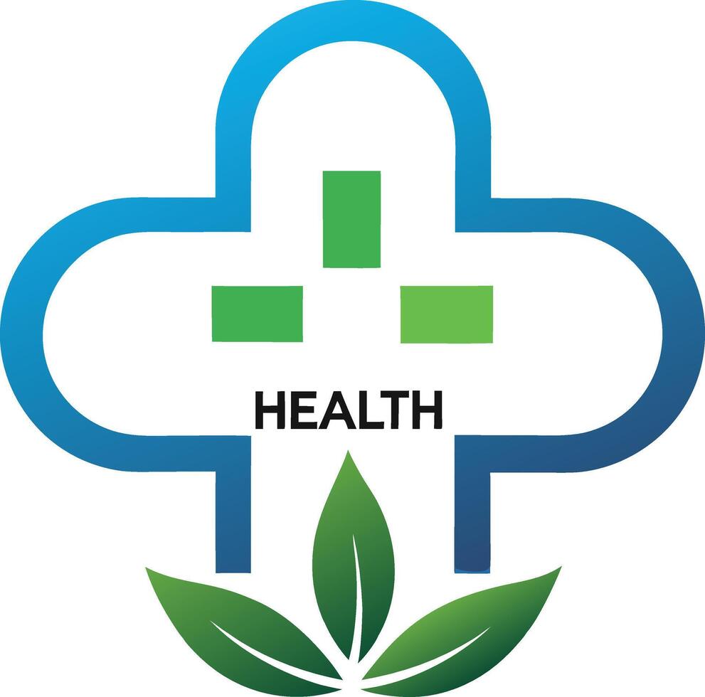Modern Healthcare Logo Design with Cloud Cross and Leaves Representing Wellness and Nature vector
