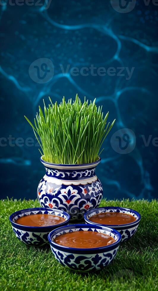 Modern Yet Traditional Navruz Celebration with Natural Elements photo