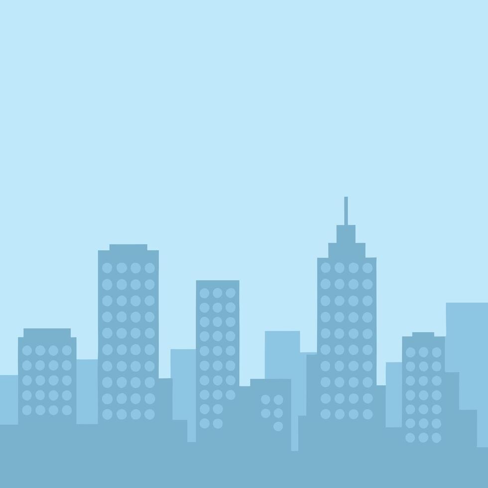 A Simple Skyline of a Cityscape at Dawn or Dusk Featuring Several Buildings of Varying Heights vector