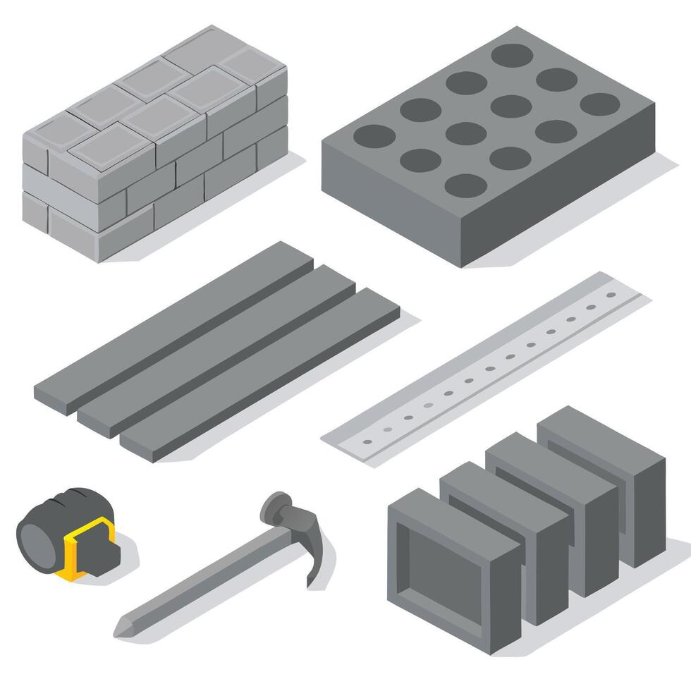 Construction Materials and Tools for Building Projects vector