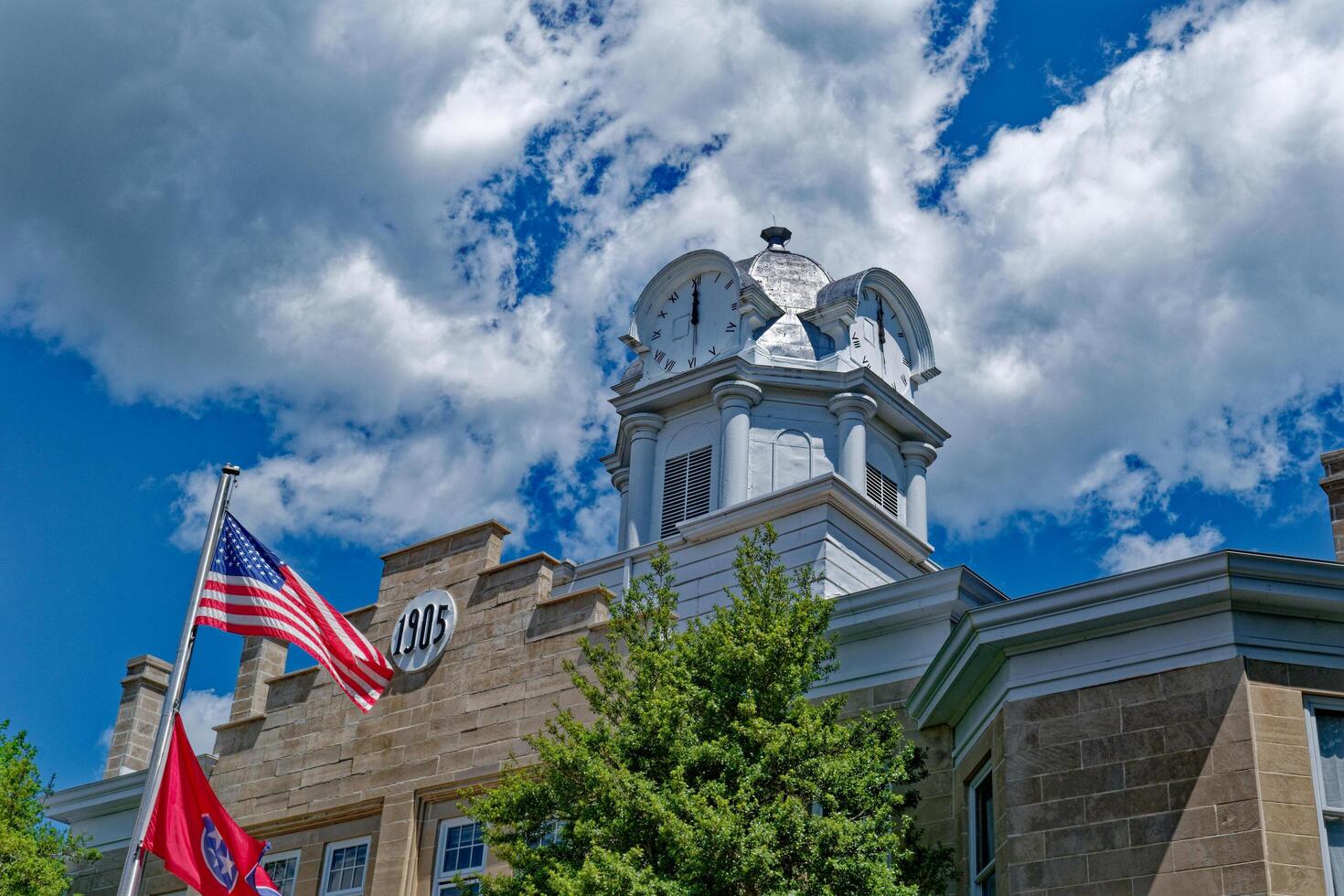 Clock tower on a old building photo