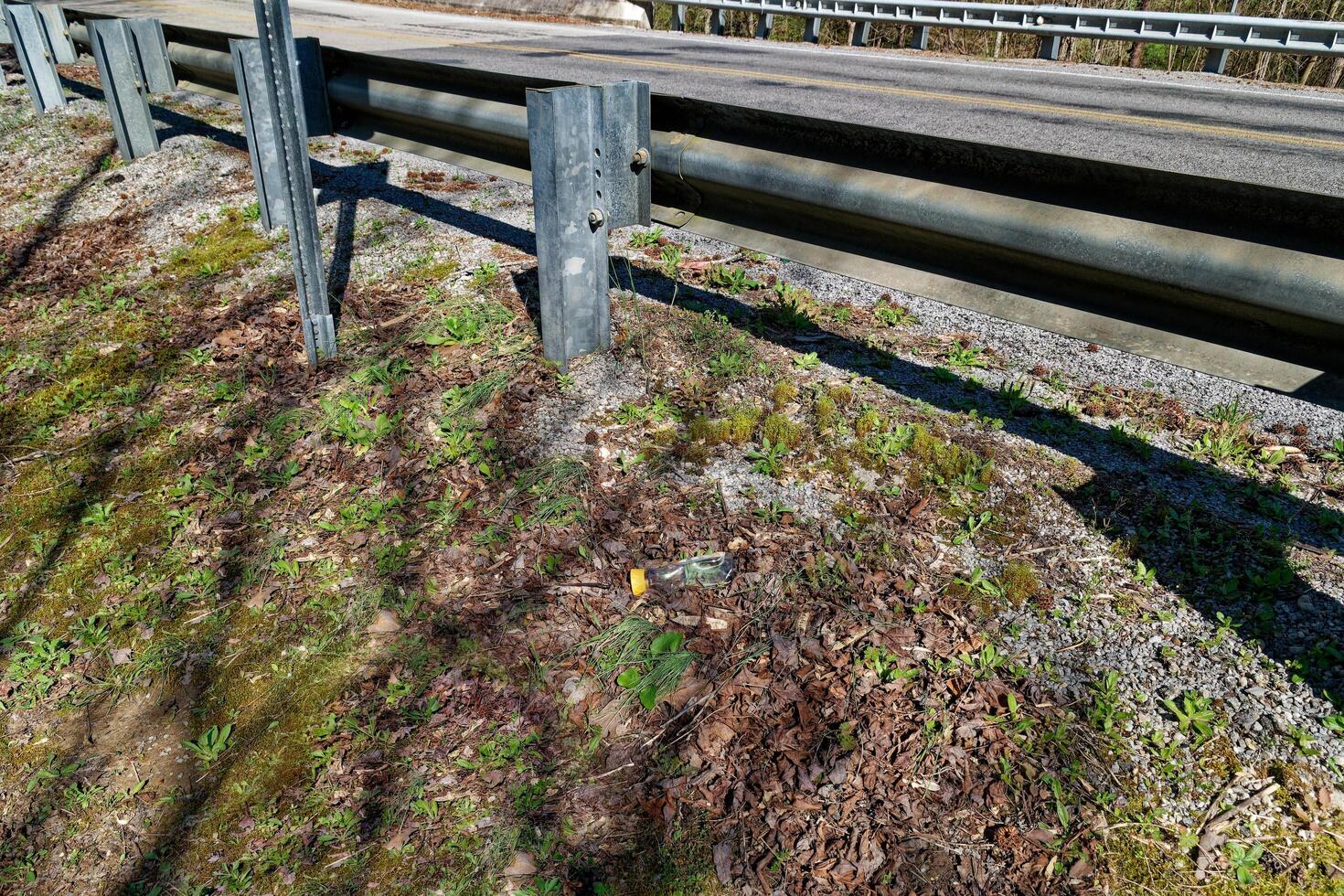 Garbage tossed alongside the road photo