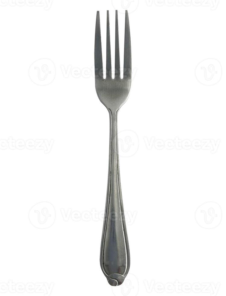 Fork isolated on white background. aluminum fork clipping path isolated household object. kitchenware item clipart for isolated , clipping path , clipart element photo