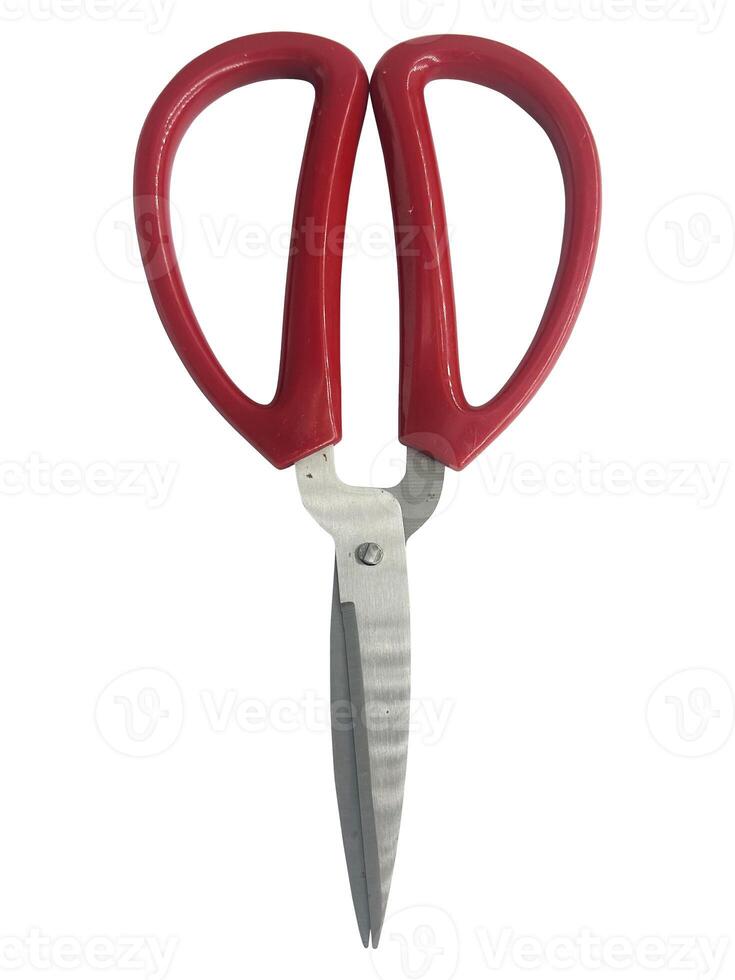 Scissors isolated on white background. red big scissors clipping path isolated object. household item clipart for isolated , clipping path , clipart element photo