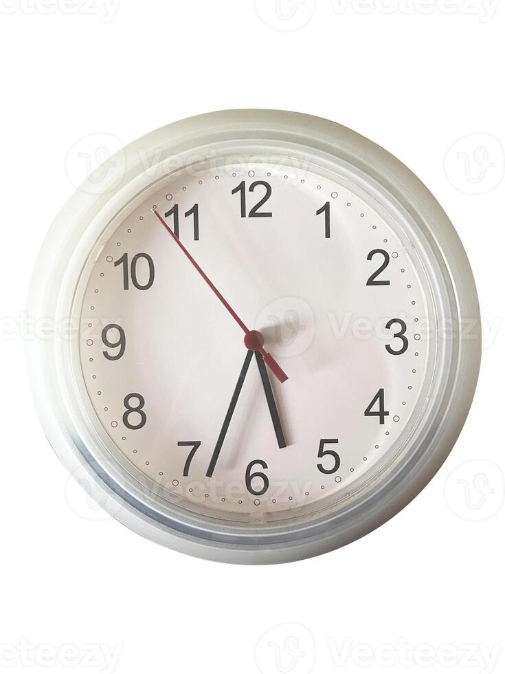 Clock front view isolated on white background. old clock clipping path isolated object. household item clipart for isolated , clipping path , clipart element photo