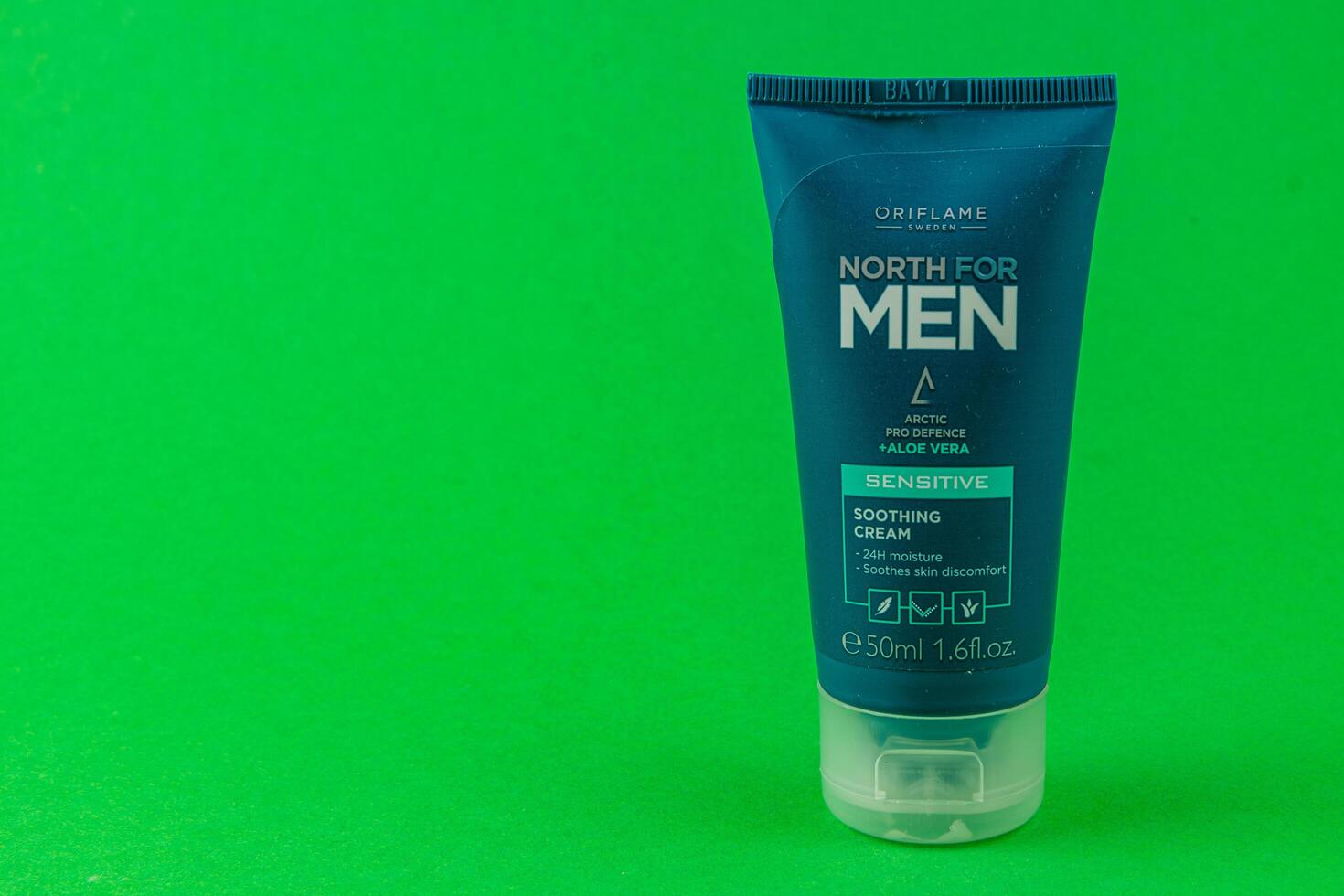 24.03.25 Lviv Ukraine North for Men soothing cream on green background photo