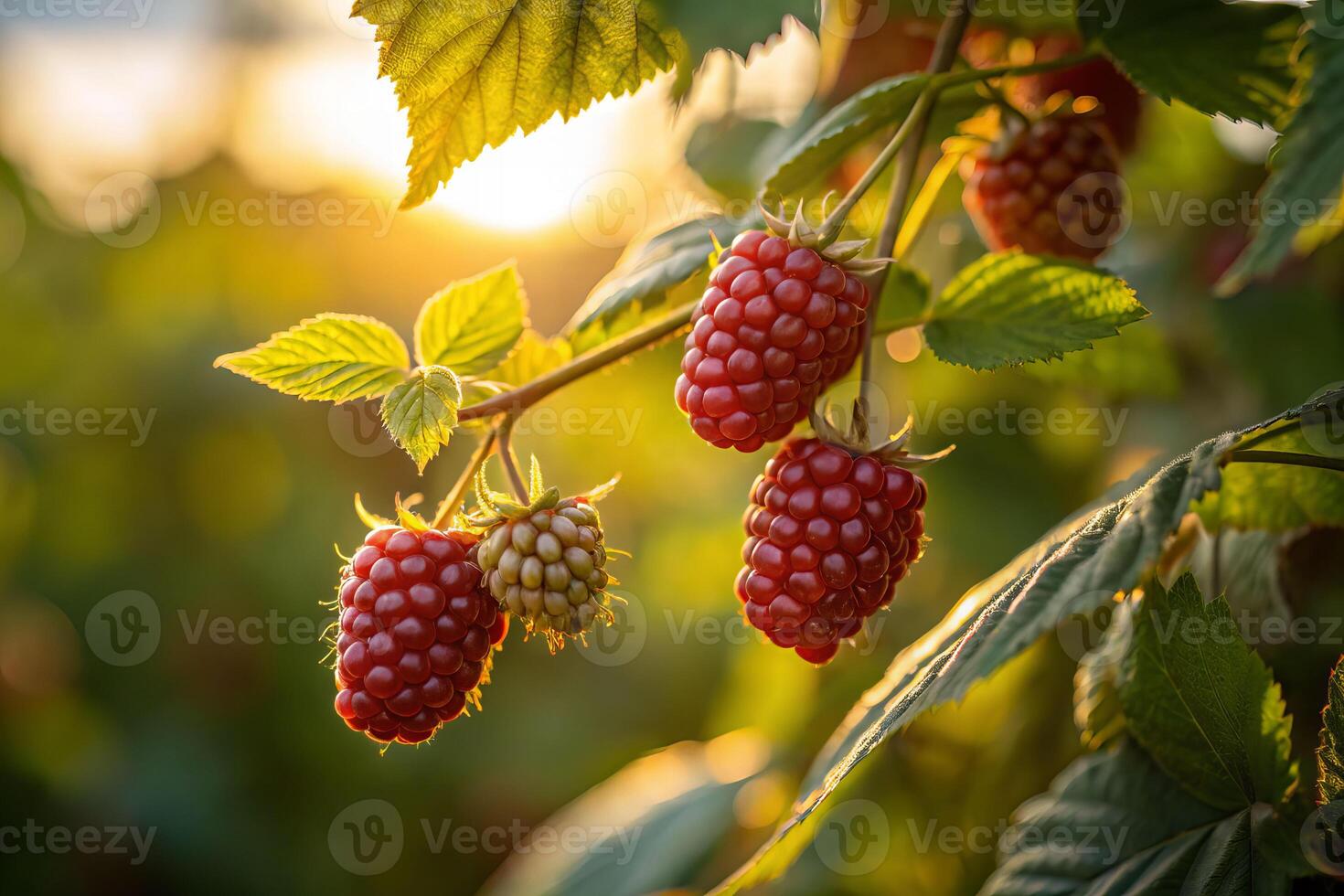 Harvesting loganberry in a golden sunset nature photography vineyards serene environment close up view photo