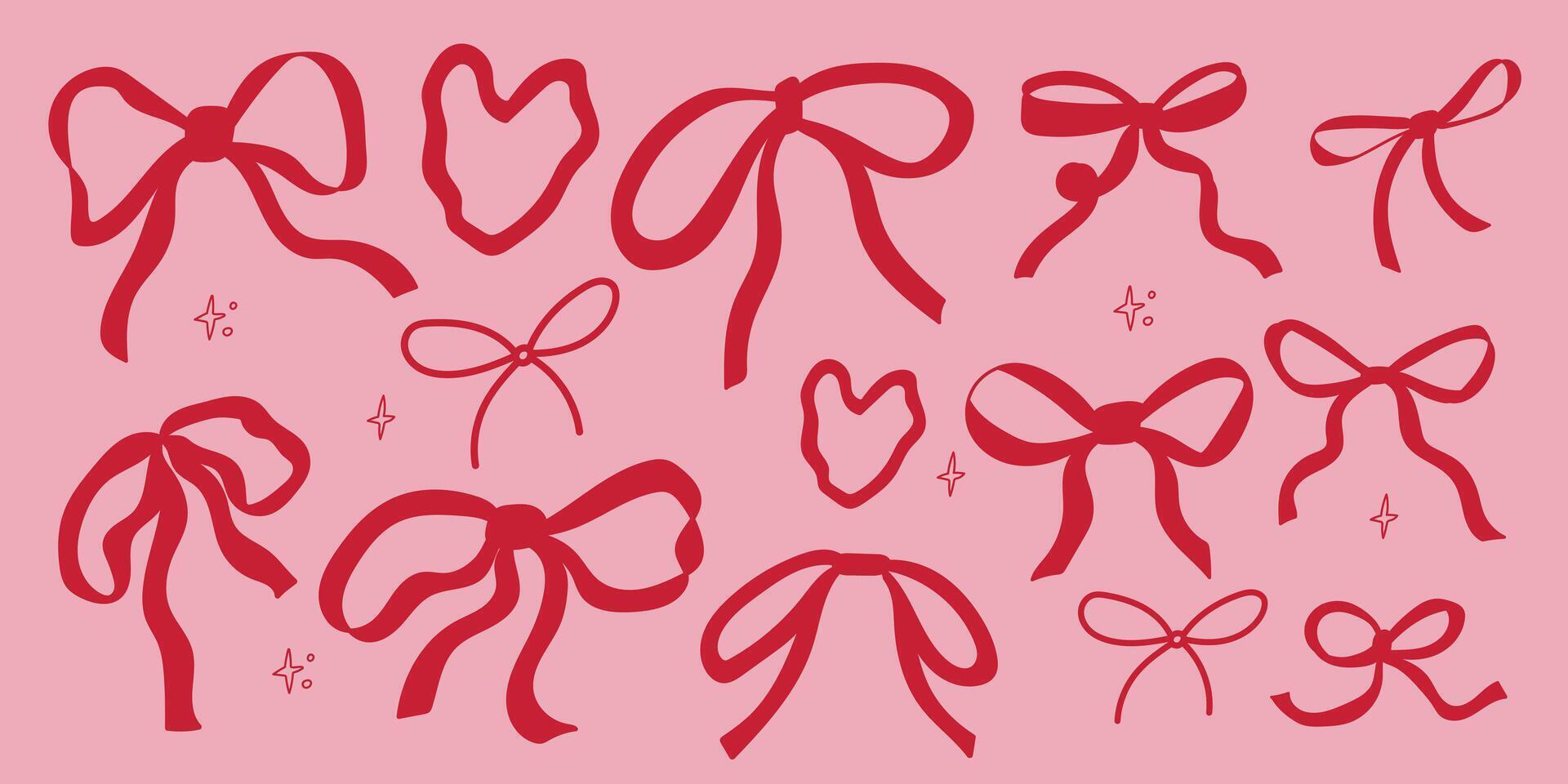 Decorative red bows collection for crafts and celebrations vector