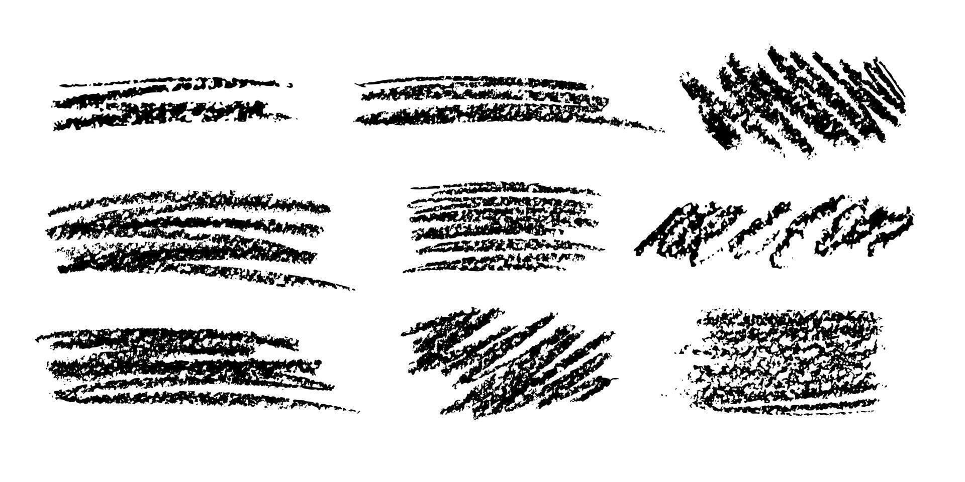 Unique black charcoal hatch patterns on white background for artistic inspiration and design vector