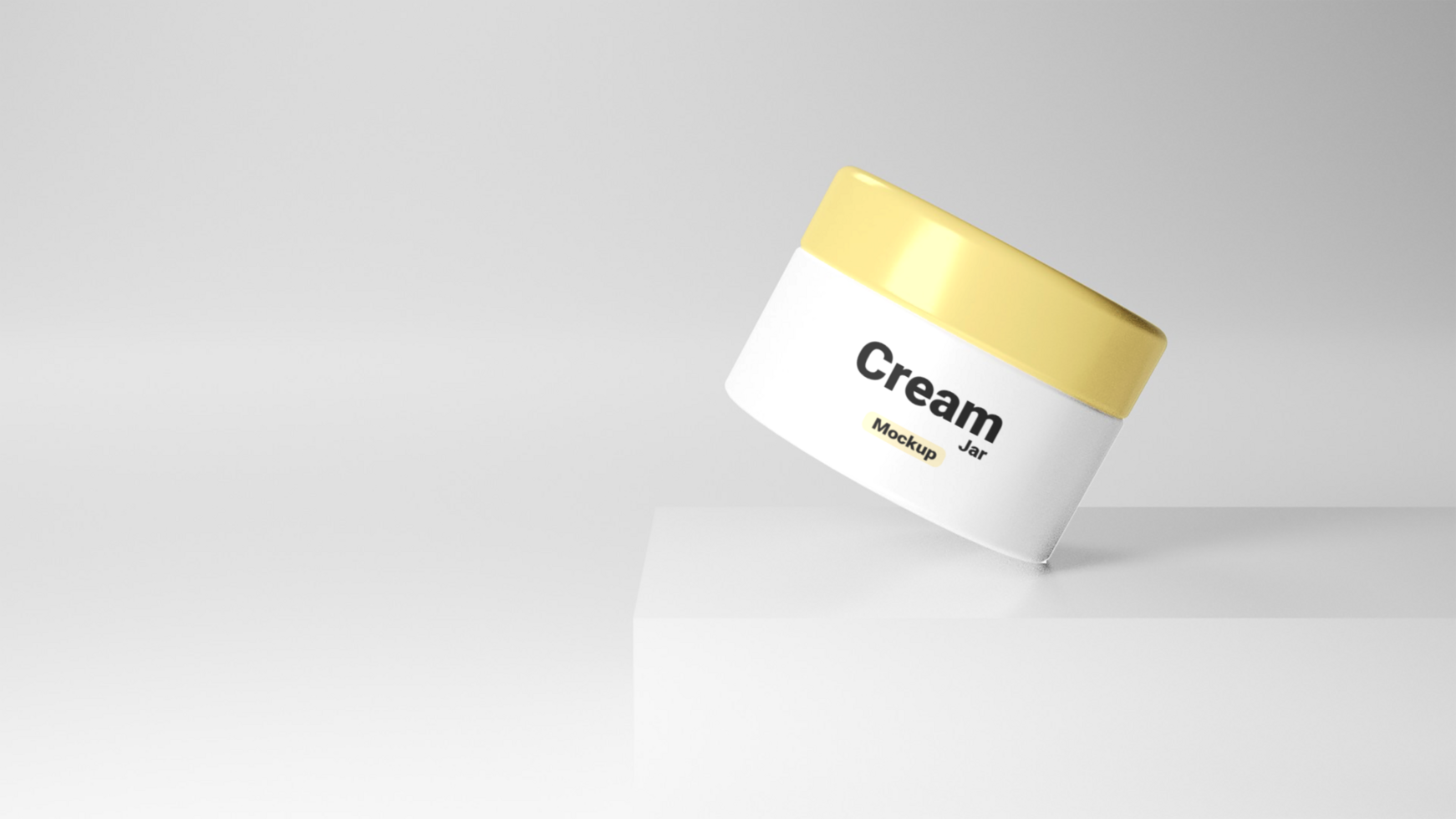 cream container on a white surface psd