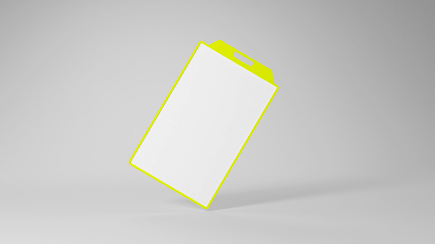 blank white card with yellow border on a gray background psd