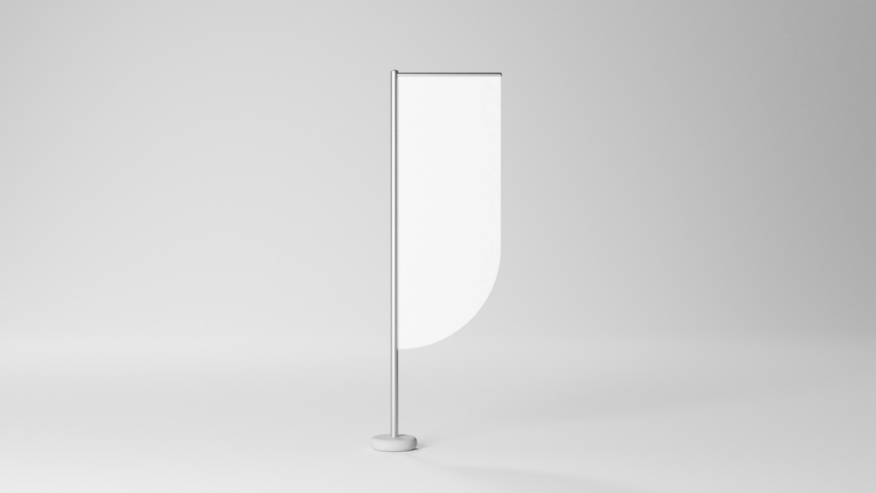 white flag stands on a white background psd