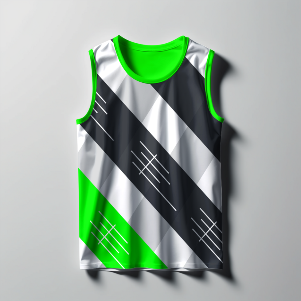 A green tank top with a black and white stripe pattern psd