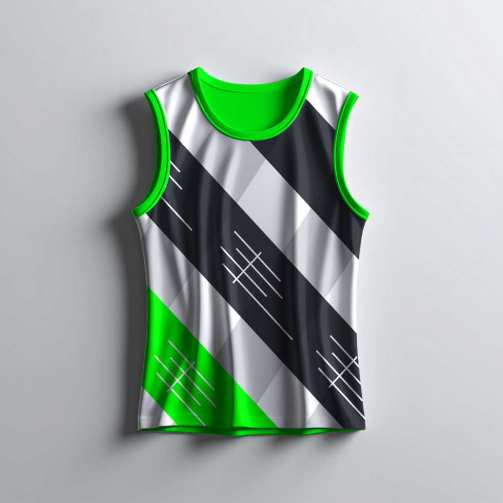creative green and black tank top with a black and white stripe pattern psd