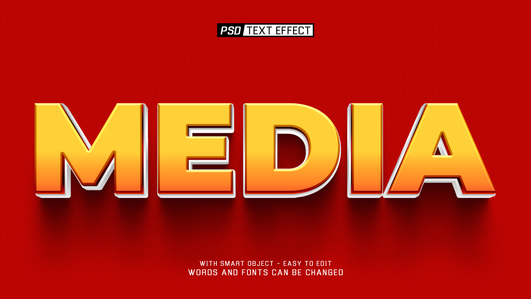 media 3d text effect psd