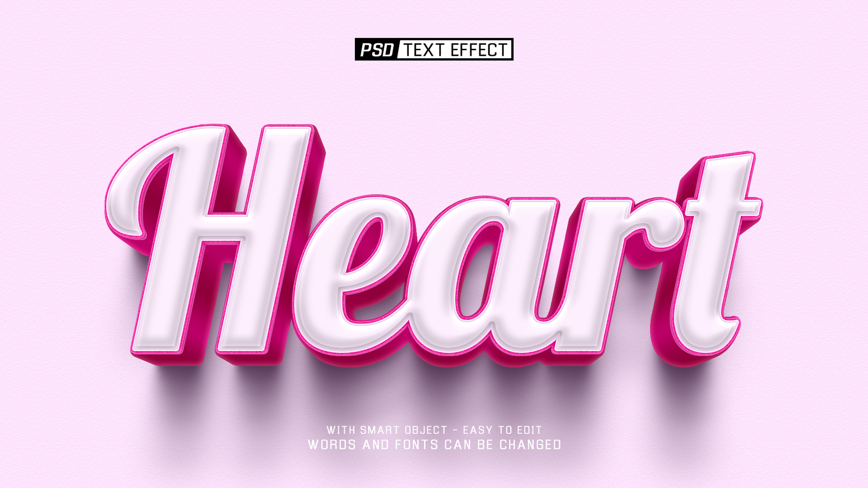 heart 3d text effect psd