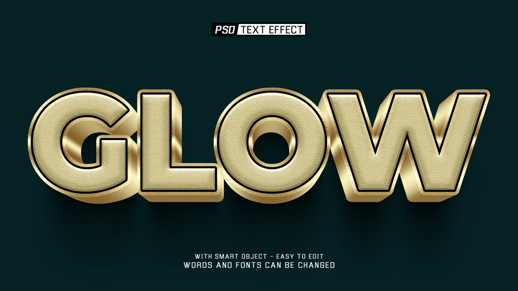 glow 3d text effect psd