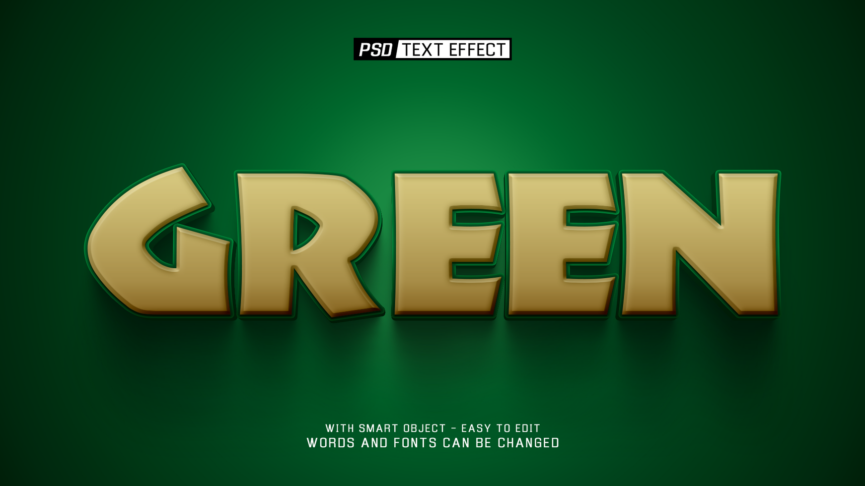 green 3d text effect psd