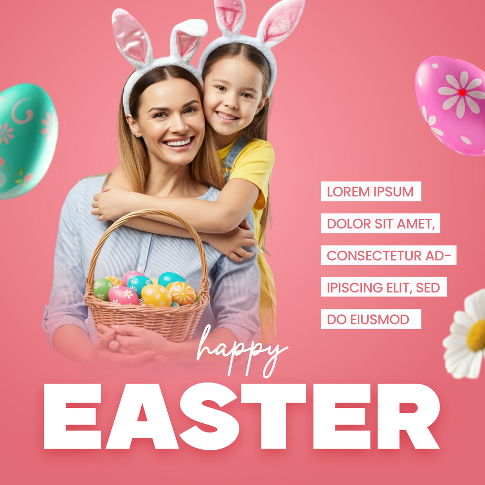 Happy Easter Celebration Poster With Girl Celebration Easter festival Background Easter Greeting psd