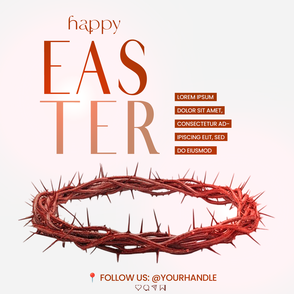 Easter Celebration Post With with Crown of Thorns and Easter Typography Design Easter psd