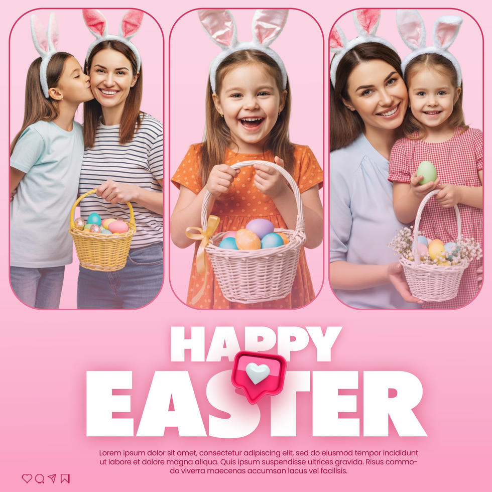 Easter Advertisement greeting Poster template With Family Celebration Easter party invitation psd