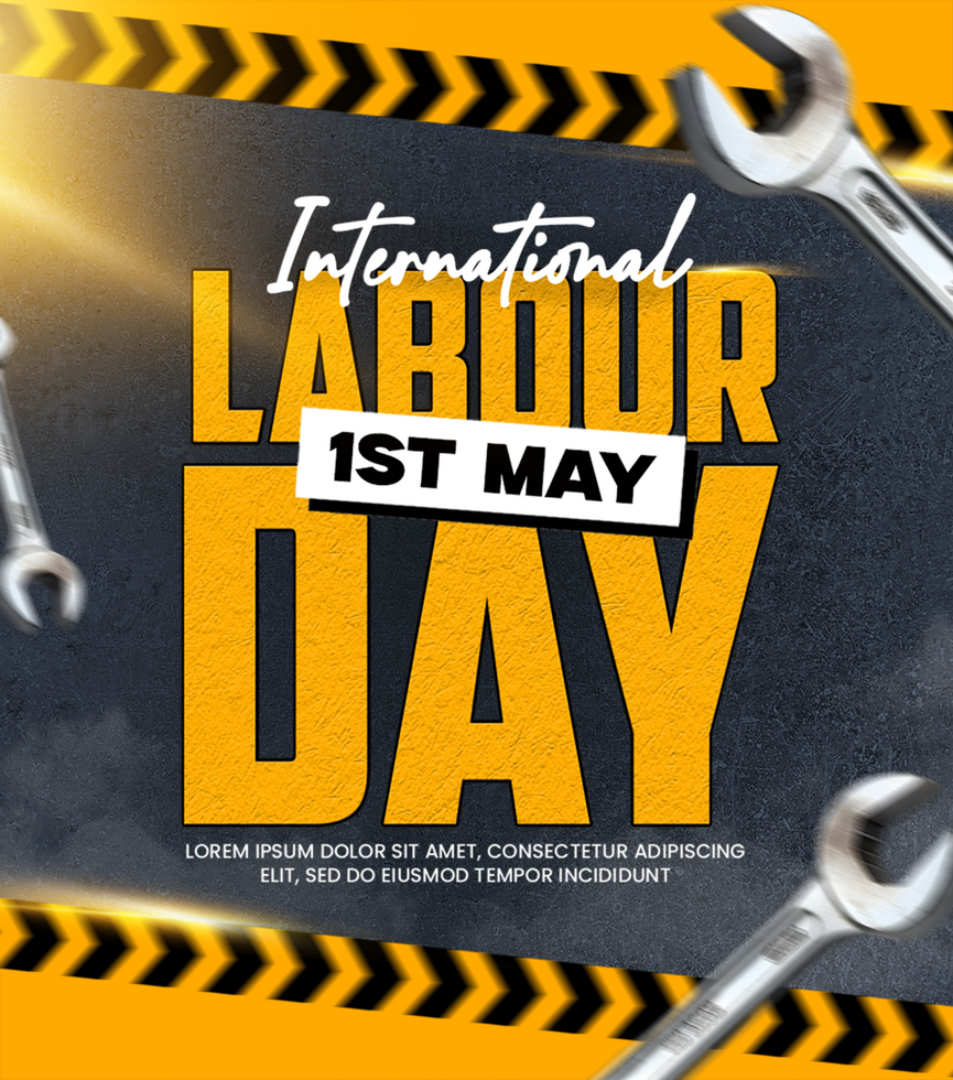 Labour Day Celebration Poster With LABOUR Day Greeting Text Design For Labour Day Advertisement psd