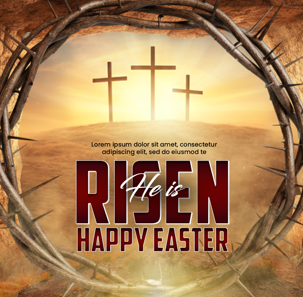 Easter Celebration Poster With Jesus Cross Easter Sign Symbol Design For Celebration Easter Post psd