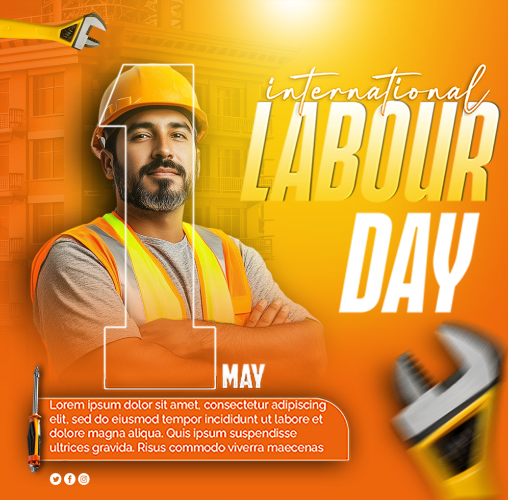 Labour Day Celebration Poster with Construction Worker Happy labour day template design LABOUR psd