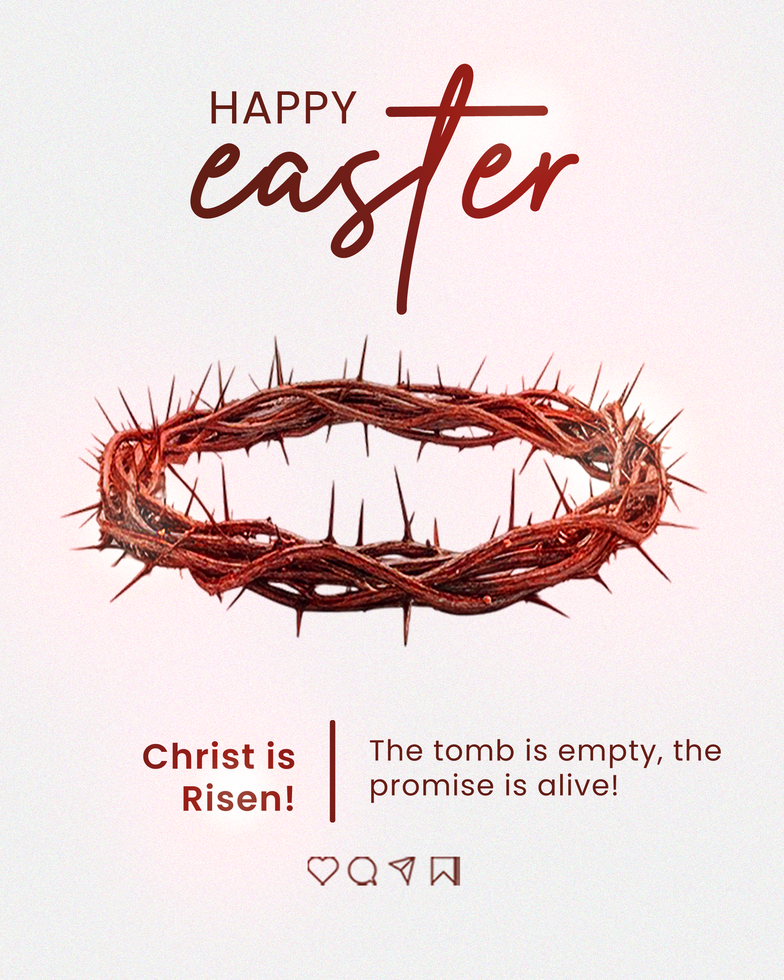 Easter Celebration Poster Template With with Crown of Thorns and Easter Typography Design Easter psd