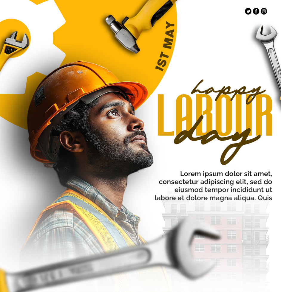 Happy Labour Day Celebration Poster With Pride of the Workers Design Labour day Greetings Poster psd
