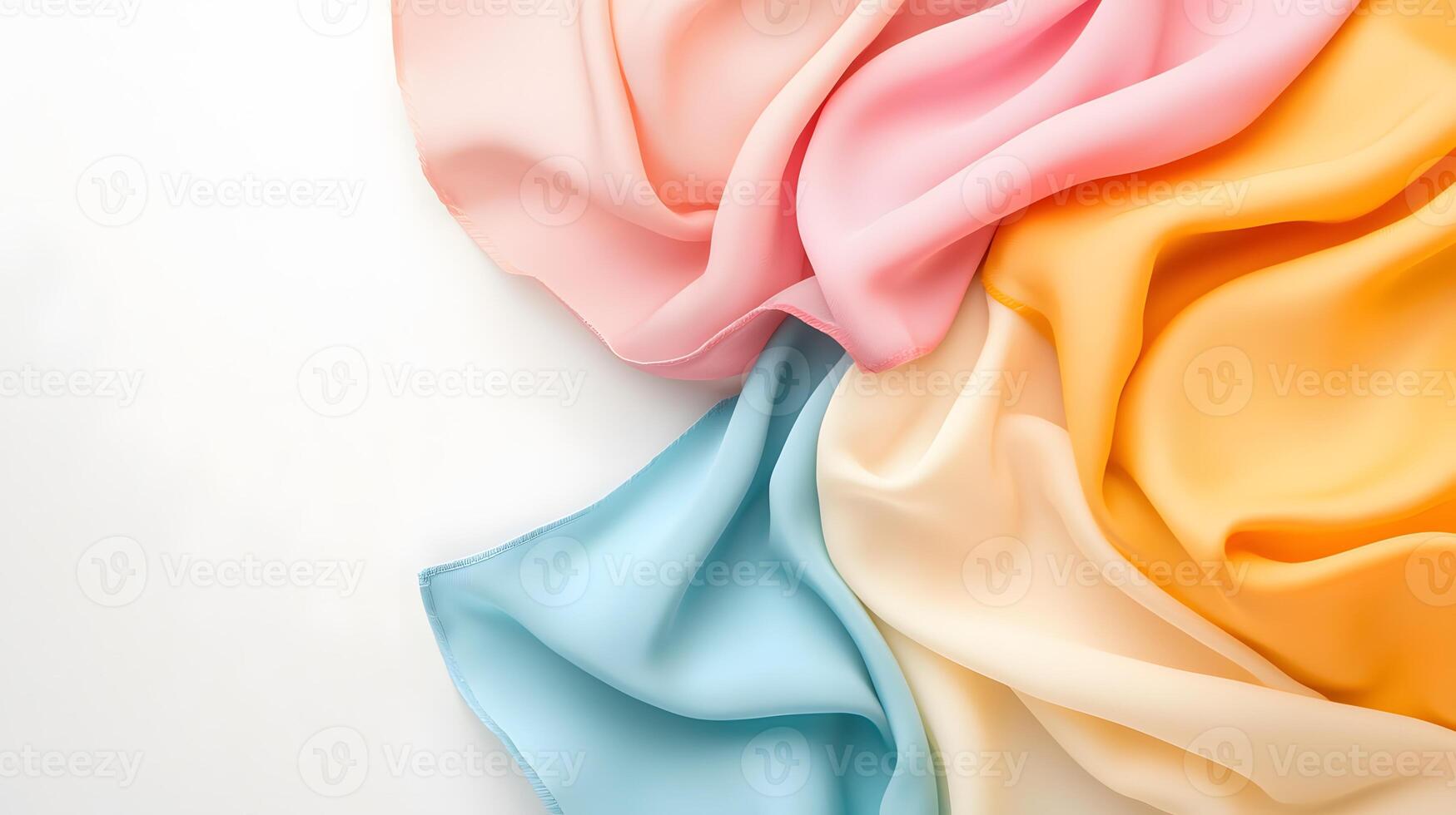 Colorful silk fabric background with copy space photo