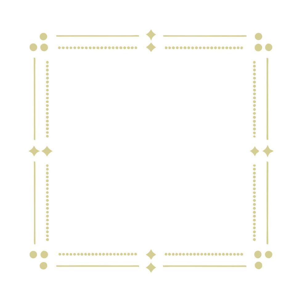 Elegant Beige Square Frame with Dotted Lines and Diamond Shapes Decorative Border for Wedding Invitation or Certificate vector
