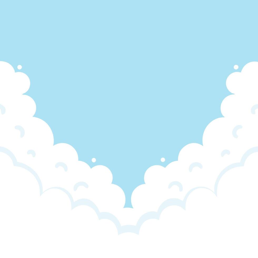 Cartoon Cloudscape Background Featuring Fluffy White Clouds Against a Light Blue Sky Perfect for a Childrens Book or a Weather App vector