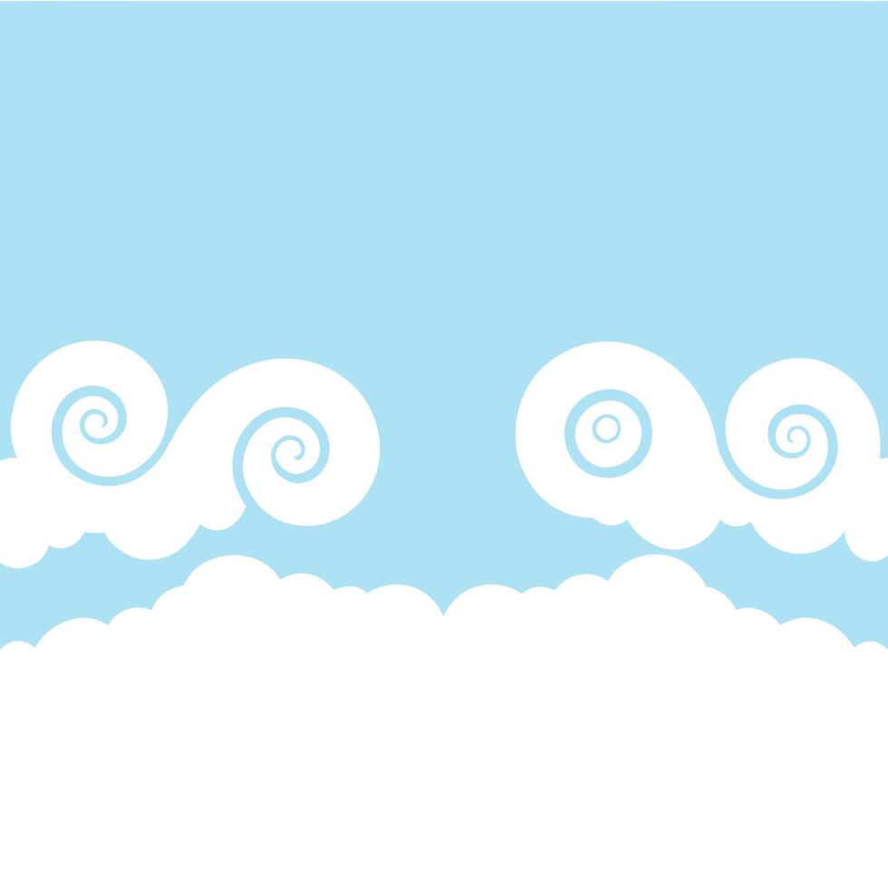 Whimsical Sky Scene with Swirling Clouds and Light Blue Background Pastel Colors Simple Design vector