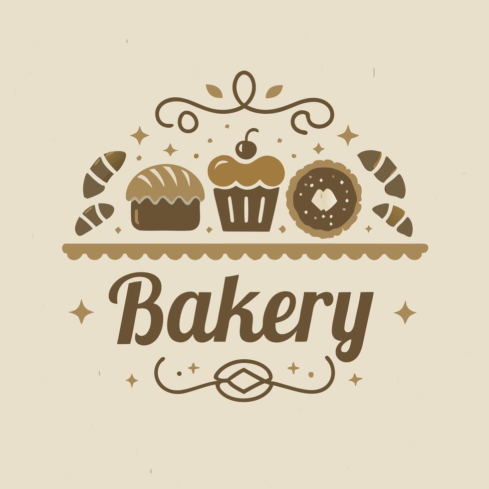 Delightful Bakery Logo Featuring Freshly Baked Goods and Elegant Design vector