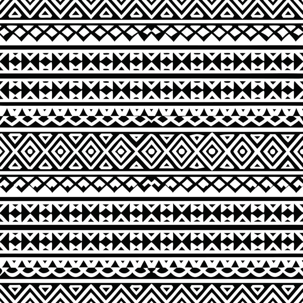 Black and White Geometric Tribal Pattern Seamless Design Textile Fabric Background vector