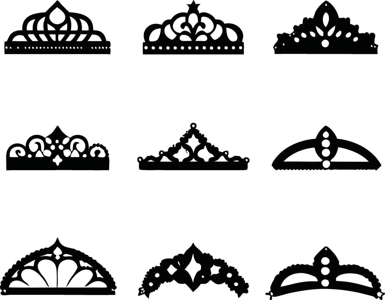 Nine Different Tiara Designs Collection for Princesses and Queens vector