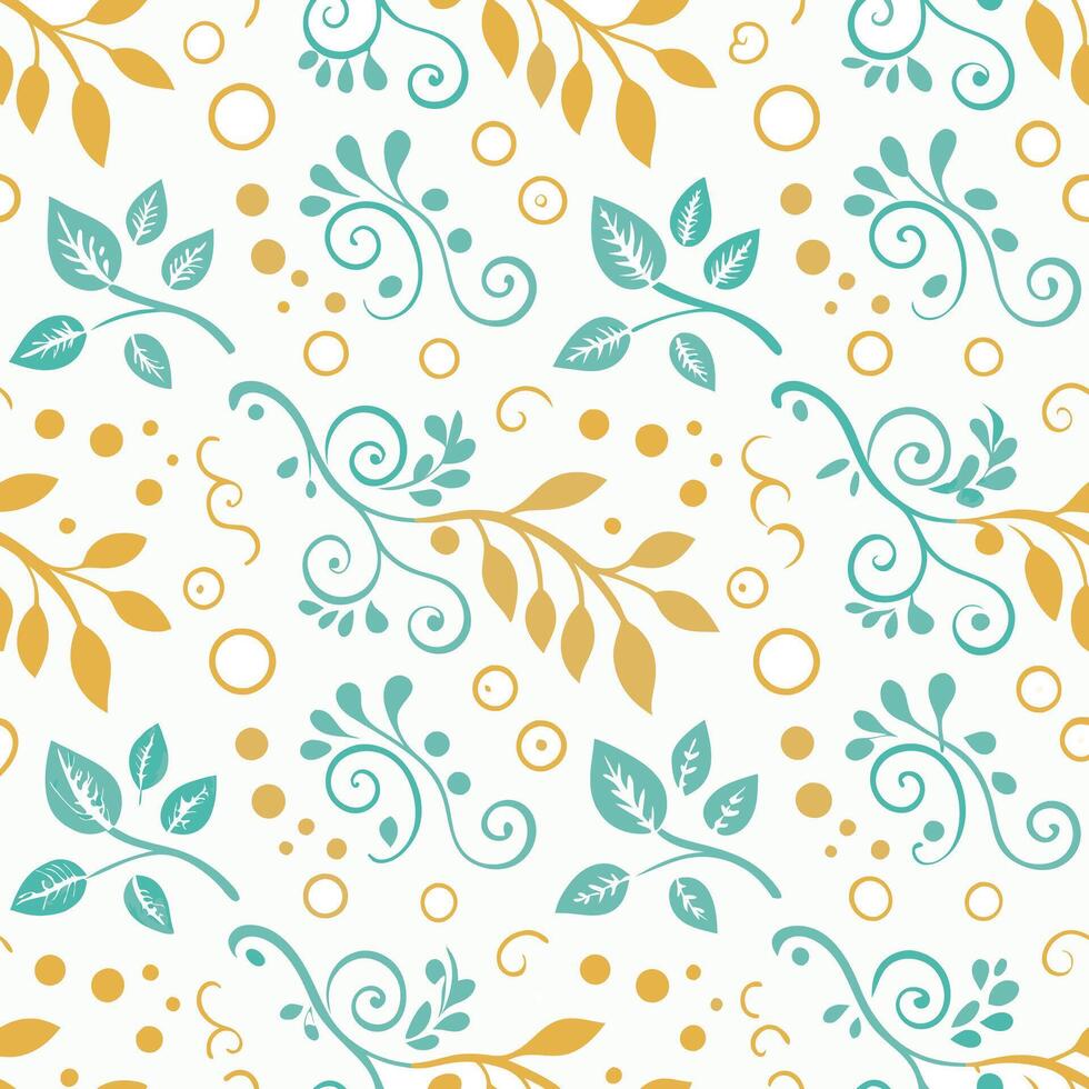 Elegant Teal and Gold Floral Pattern Seamless Design Background Texture vector