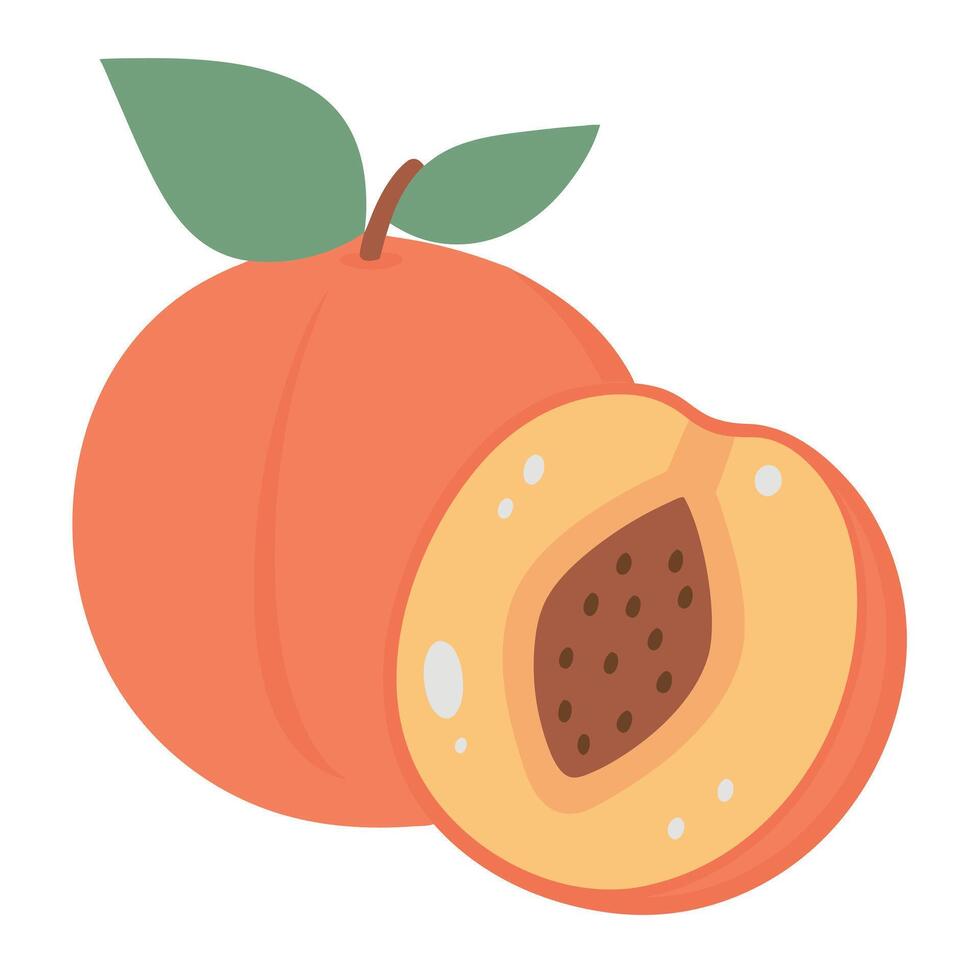 A juicy ripe peach with a slice showing its seed and flesh a delicious summer fruit vector