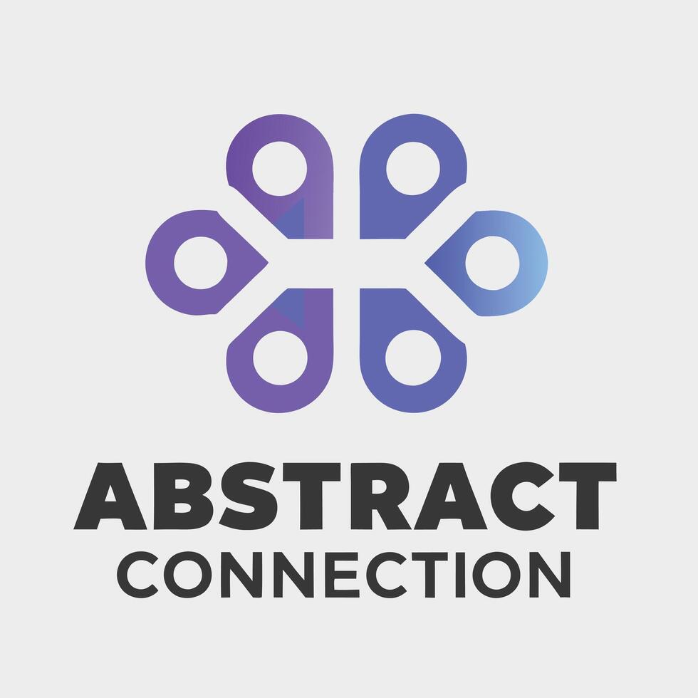 Abstract Connection Logo Design Purple Blue Gradient Flower Network vector