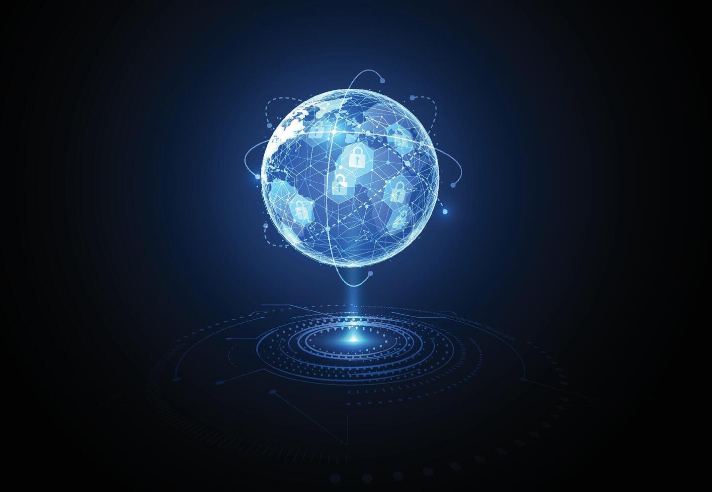 Global network with Premium security connection. Digital concept of global business protect system. vector