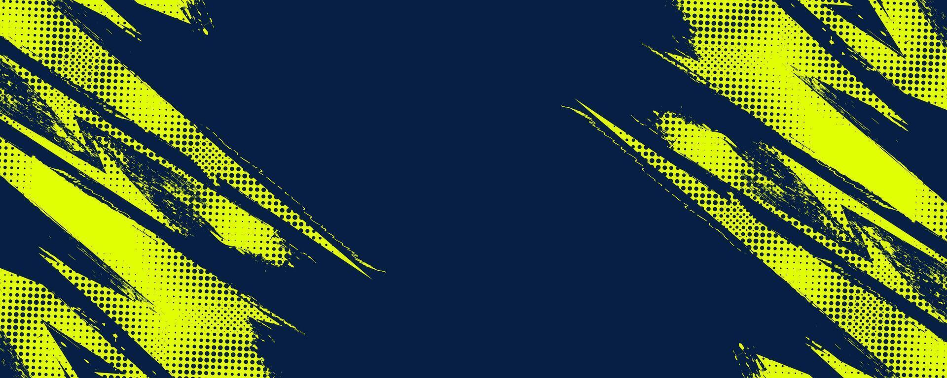 Sports Background with Yellow and Blue Brush Texture and Halftone Effect. Grunge Background for Banner or Poster Design vector