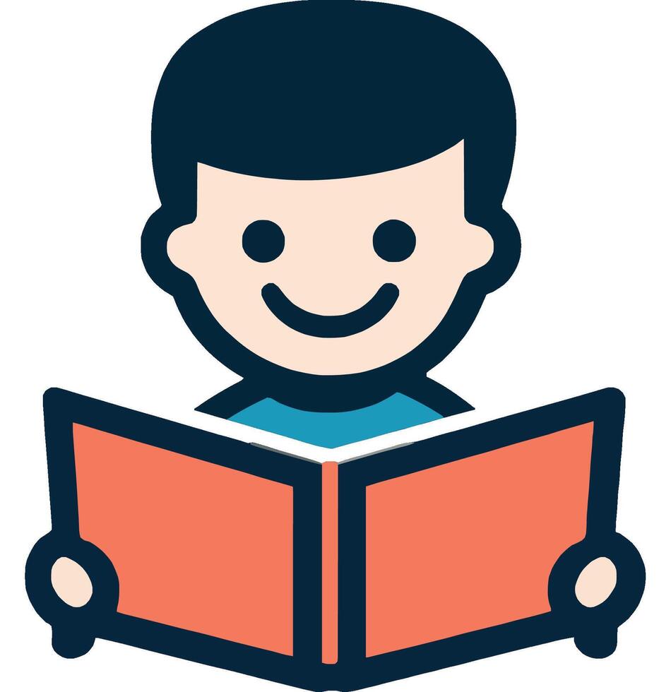 Happy Boy Reading Colorful Book vector